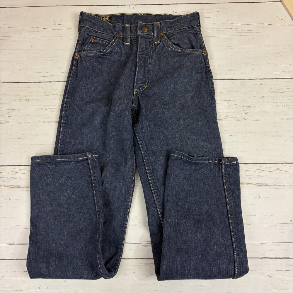 Vintage Lee Riders Jeans Boys 12 Slim Blue Denim Sanforized Made In USA 24x27